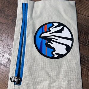 White and Blue Zippered Pouch